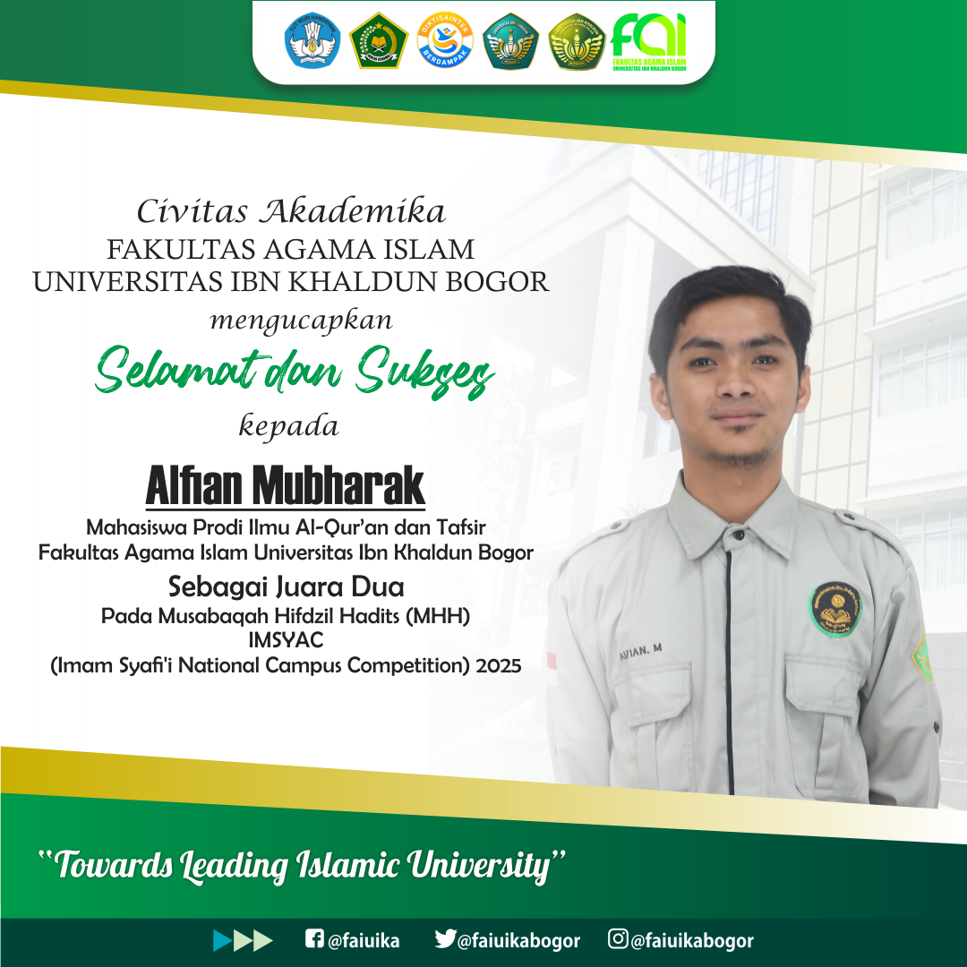 Selamat dan sukses kepada Alfian Mubharak
